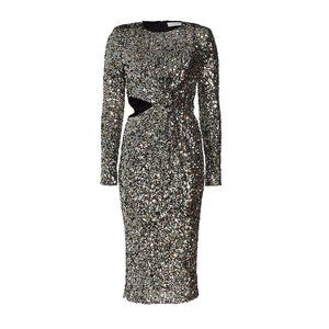 ASTR The Label Sylvina Sequinned Midi-Dress Black Rainbow Small